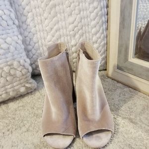 Nine West Pink Velvet Open Toe Booties
